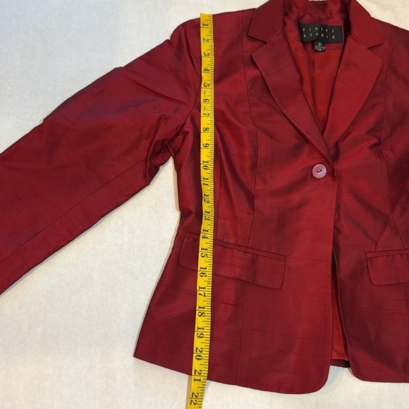 VTG Finity Studio Red 100% Silk 2-Piece Pantsuit Blazer & Trousers Women’s Sz 6 - Picture 5 of 14